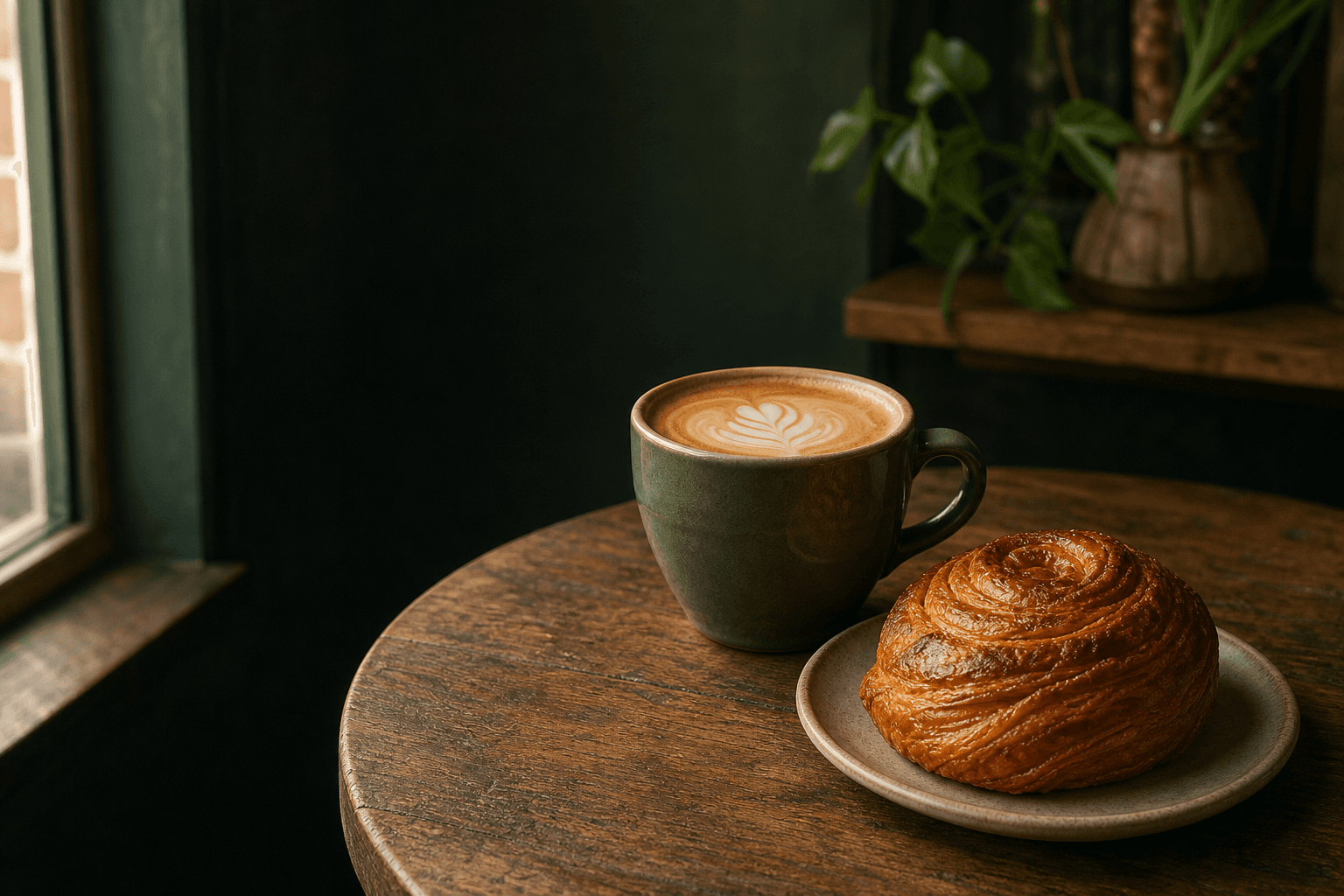 Coffee and pastry used in the illustrative Greenline Cafe offer.
